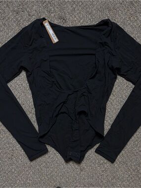 New With Tags Skims Black Low Back Bodysuit Long Sleeve Shapewear Size M